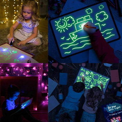 Kids Learning Drawing Magic Pad Light Up Drawing Pad Board Draw, Sketch, Create, Art, Write, Learning Tablet,Multicolor