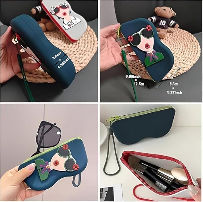 Silicone Eyeglasses Pouch with Zipper & Lanyard pack of 1