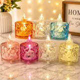 LED Acrylic Crystal Tea Light Candles Warm Flickering Flame (Pack of 4)